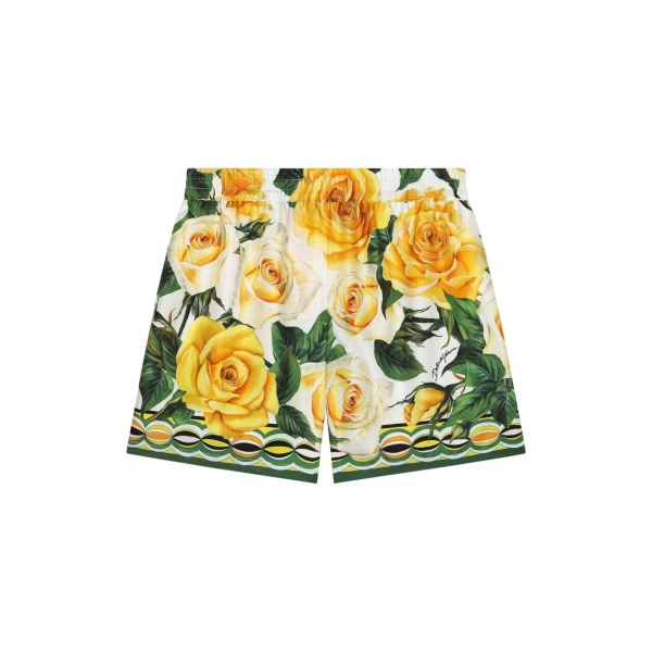 rose-print cotton shorts