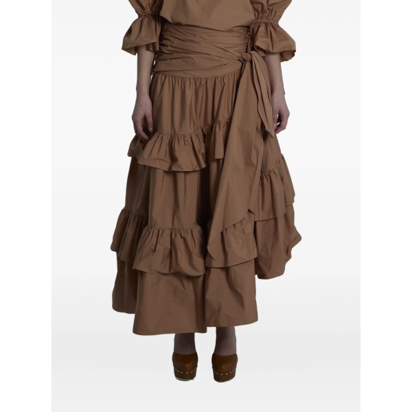 ruffled tiered midi skirt