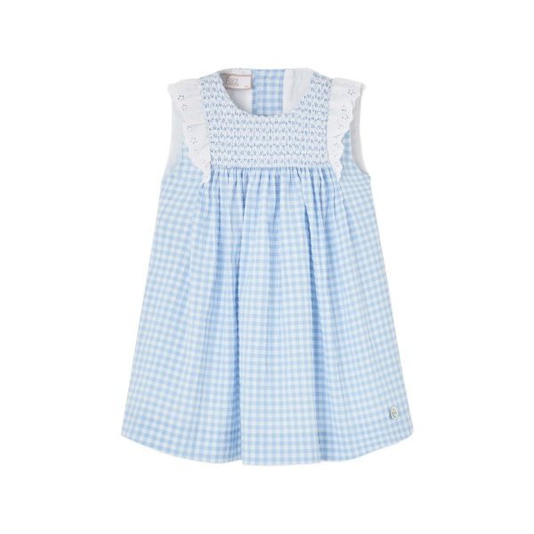 ruffled-trim gingham-pattern dress