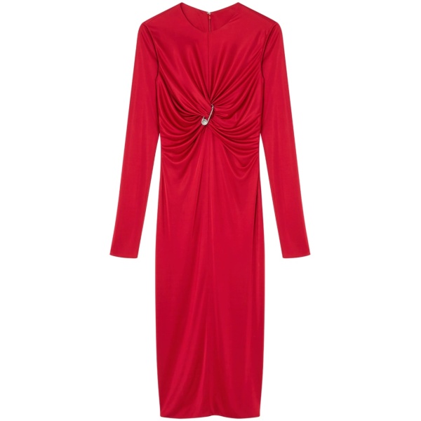 safety pin gathered midi dress