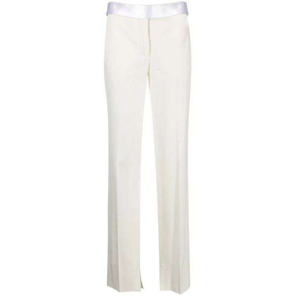 satin-waistband detail trousers