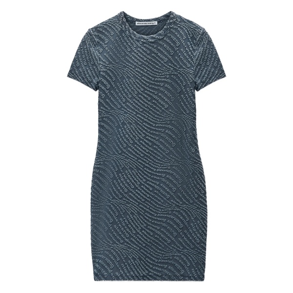 short-sleeve logo-embossed dress