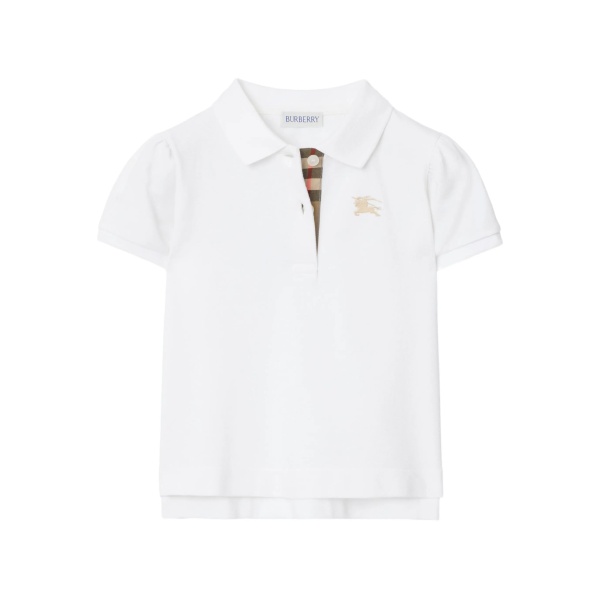 short-sleeved check-lining polo shirt