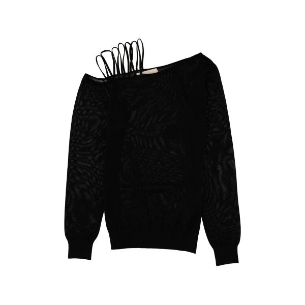 shoulder strap long-sleeve sweater