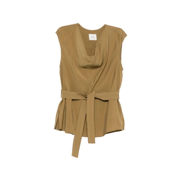 sleeveless belted top