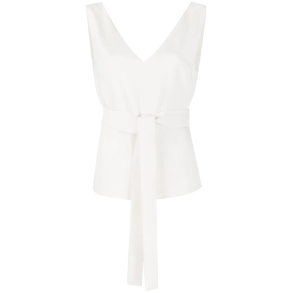 sleeveless belted top