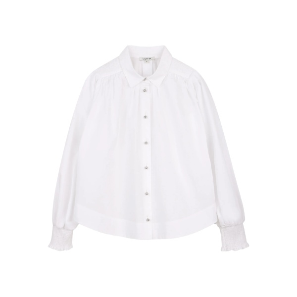 smocked-cuff buttoned top