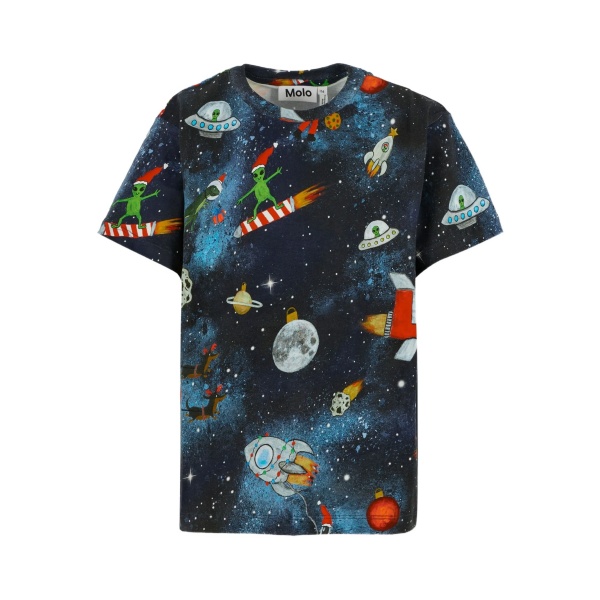 space-print short-sleeve T-shirt