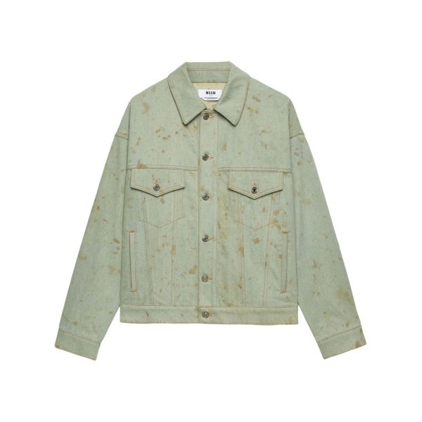 stained denim jacket