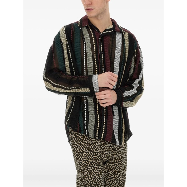 stripe-embroidered shirt