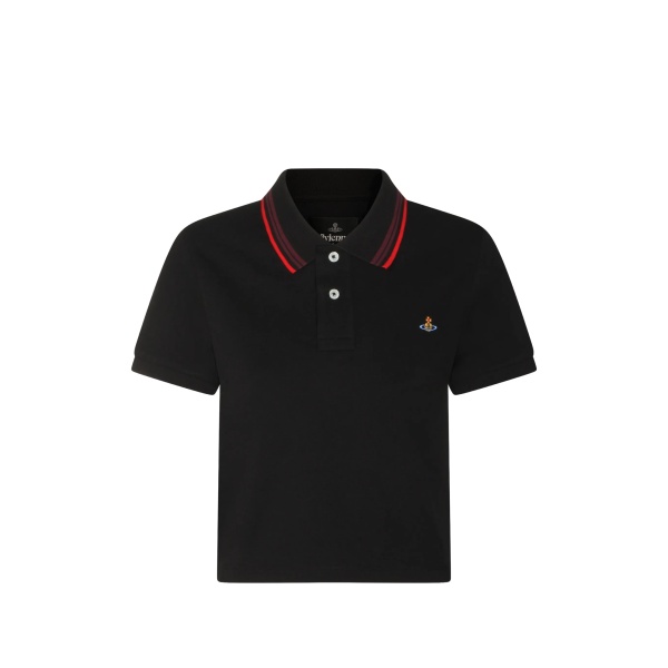 striped-collar logo polo top