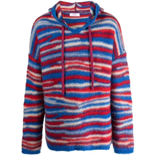 striped intarsia-knit hoodie