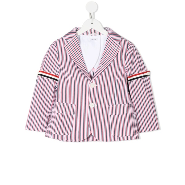 striped single-breasted blazer