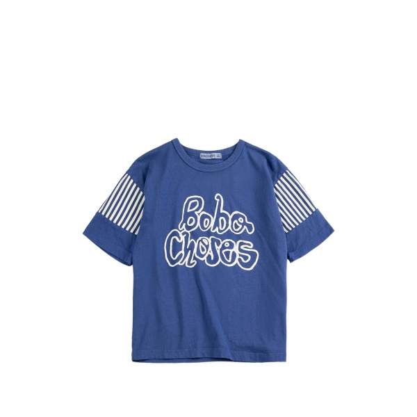 striped-sleeve T-shirt