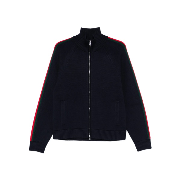 striped zip-up cardigan