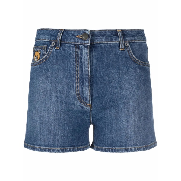 teddy bear patch denim shorts