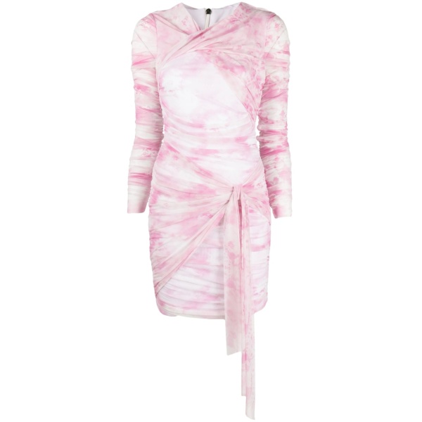 tie-dye ruched short dress