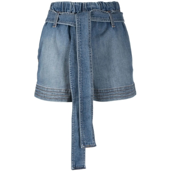 tie-waist denim shorts