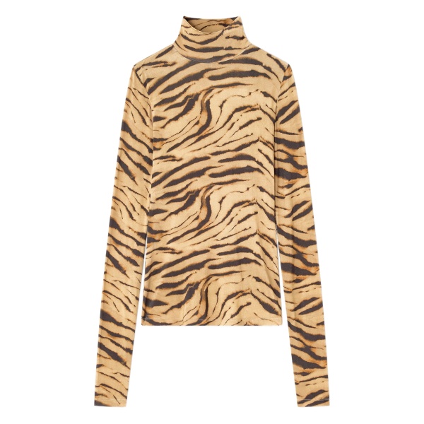 tiger-print turtleneck T-shirt