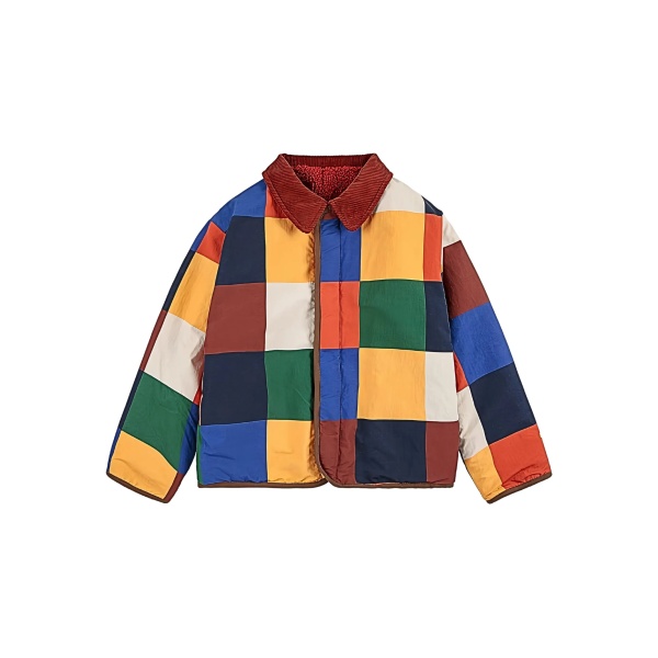 Tiles reversible patchwork corduroy-trimmed jacket