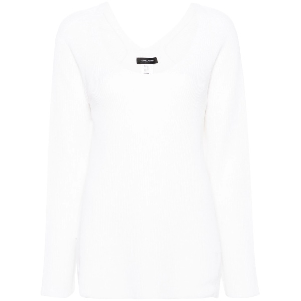 U-neck ribbed-knit jumper