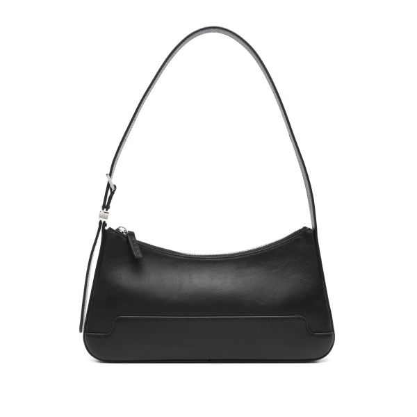 zip-fastening leather shoulder bag