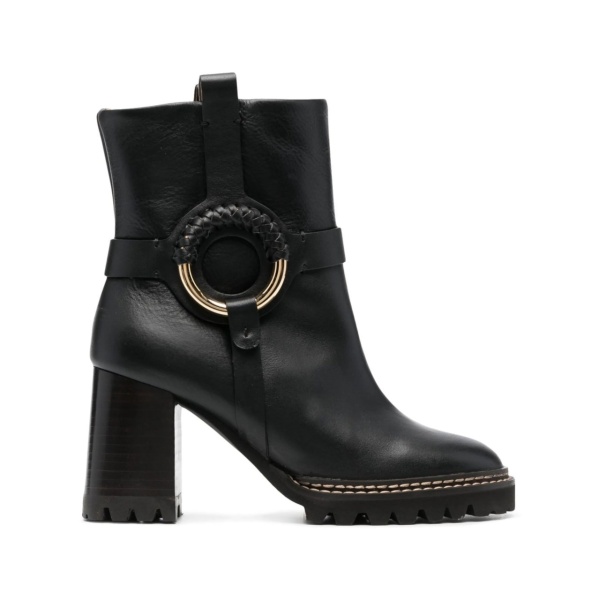 100mm leather ankle boots