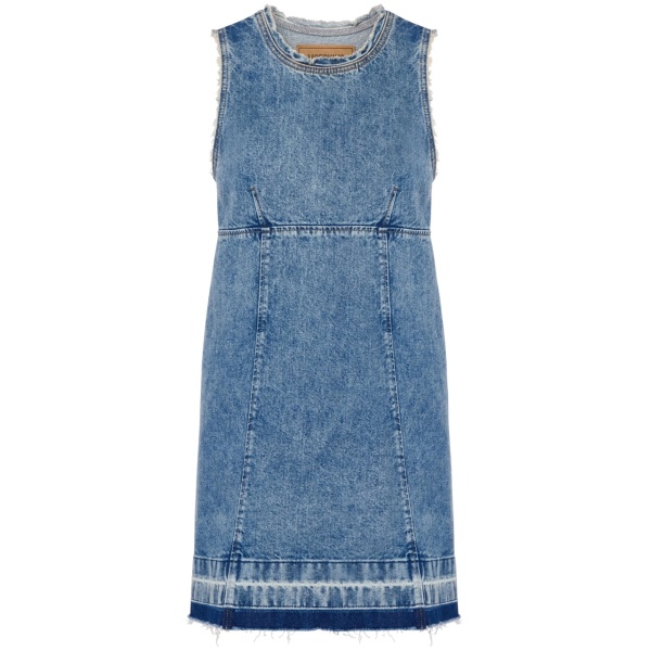 appliquéd denim minidress