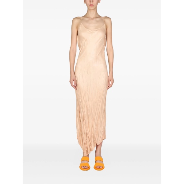 asymmetric pleated midi dress