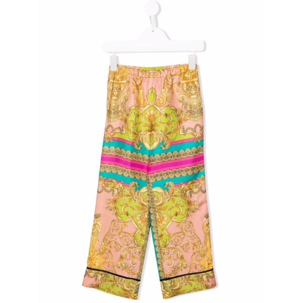 baroque-print wide-leg trousers