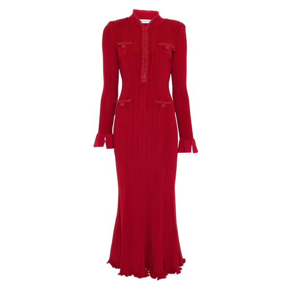 beaded-trim ribbed midi dress