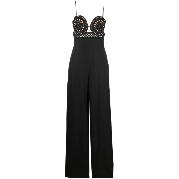 broderie anglais flared-leg jumpsuit