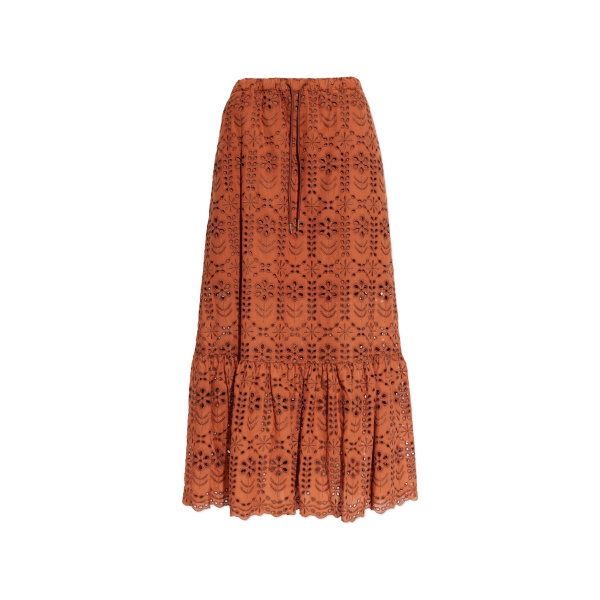 broderie-anglaise tiered skirt