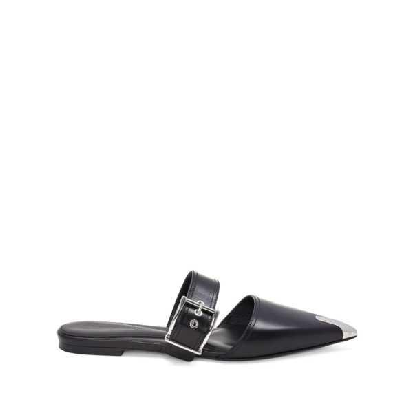 buckled leather mules