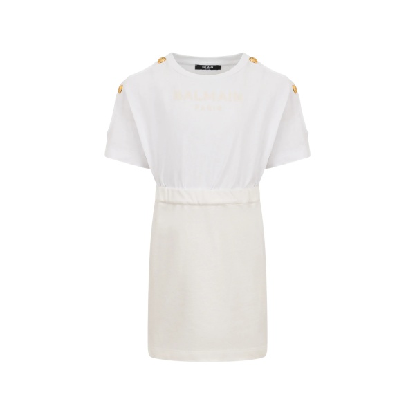button-detail short-sleeve mini dress