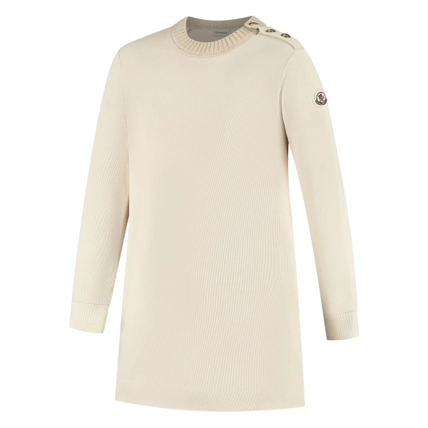 button-detailed crew-neck dress