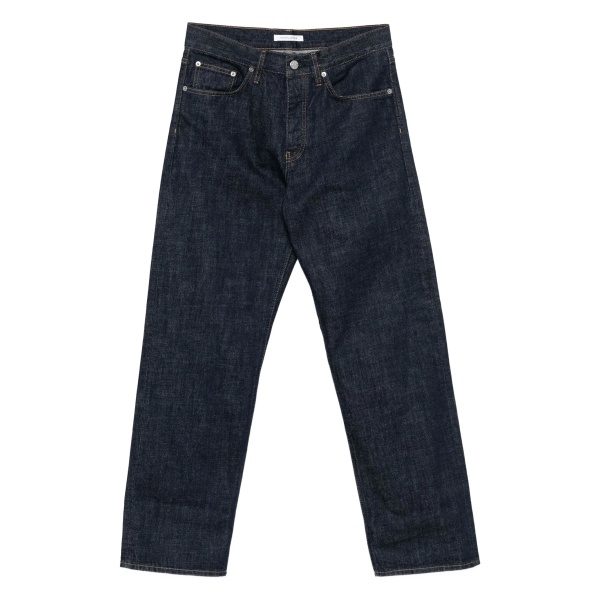 button-fastening cotton jeans