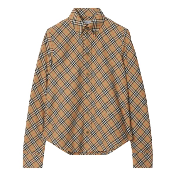 check-pattern cotton shirt