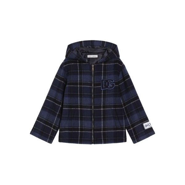 check-pattern hooded jacket