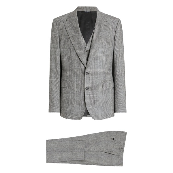 check-pattern three-piece suit