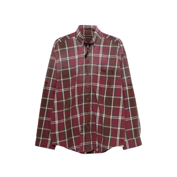 checked button-fastening shirt
