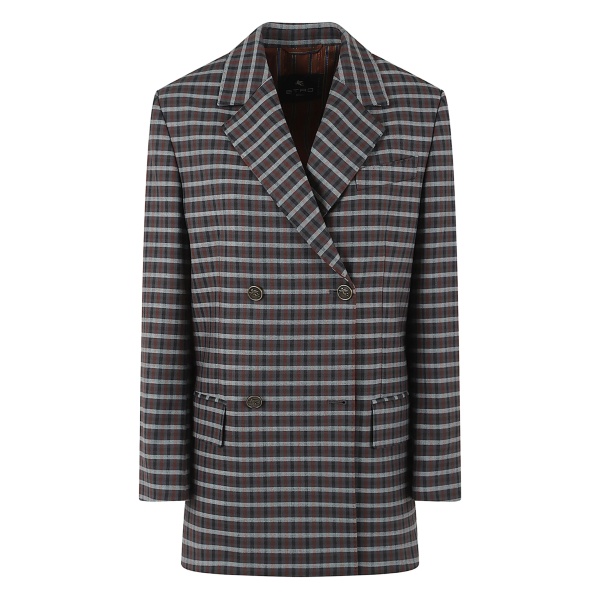 checked double-breasted jacket