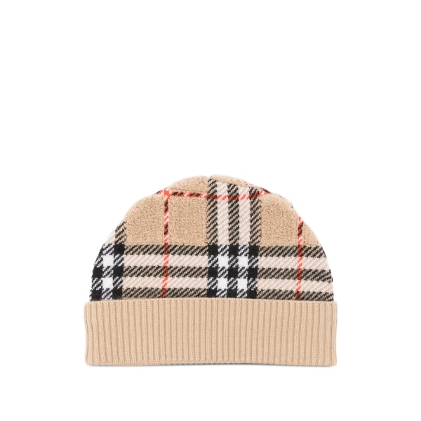 checked ribbed beanie