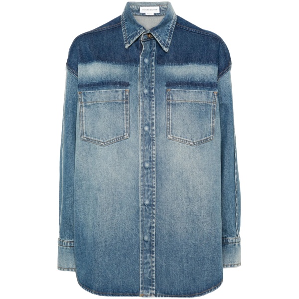 classic-collar denim shirt