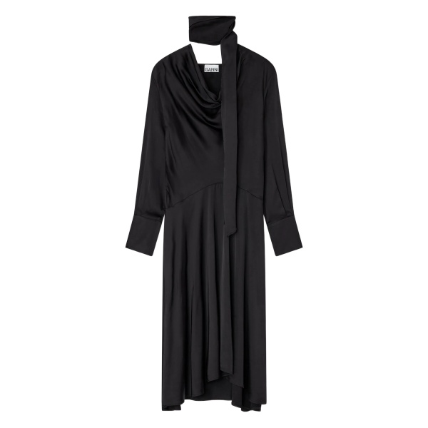 cowl-neck scarf midi dress