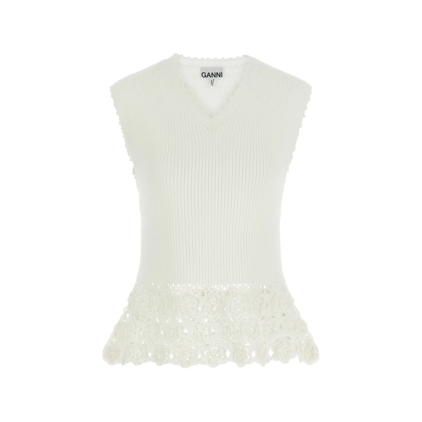 crochet ribbed V-neck tank top