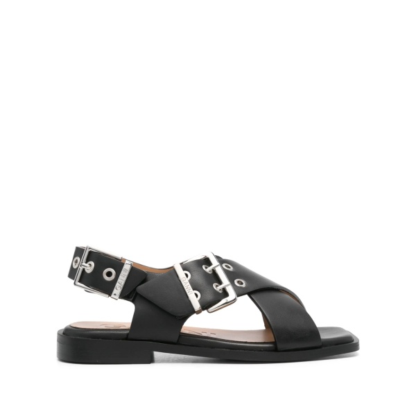 crossover-strap bucked sandals