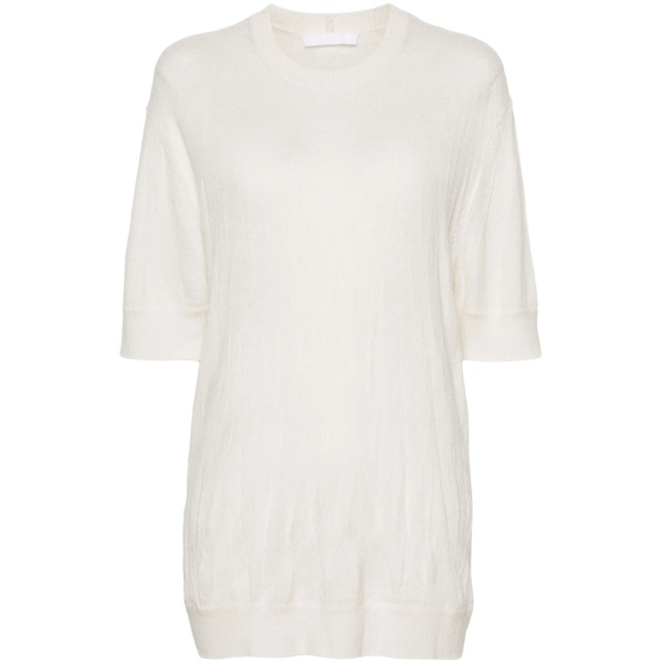 crushed-effect short-sleeve jumper