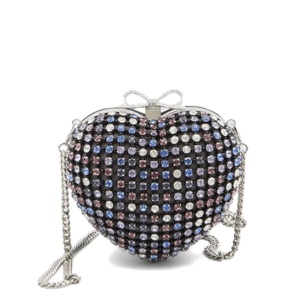 crystal-embellished heart clutch bag