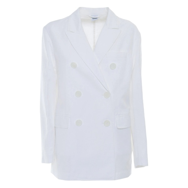 double-breasted cotton linen blazer